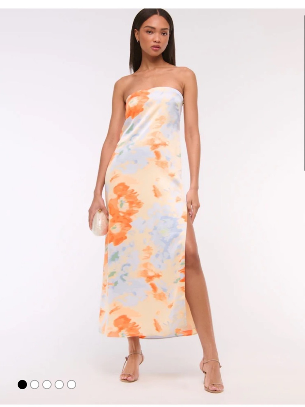 NWT Abercrombie & Fitch Blue Strapless Floral Maxi Dress Size S